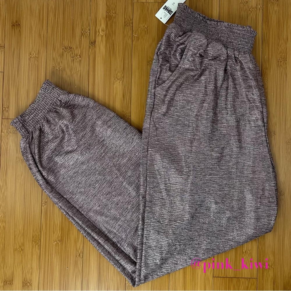 Anthropologie Pink Metallic Shimmer Joggers